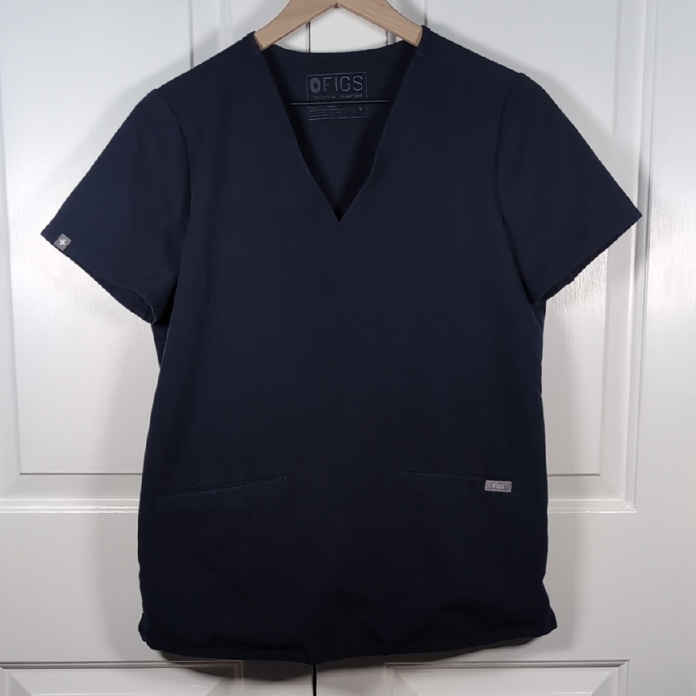 FIGS Catarina One-Pocket Scrub Top Navy Blue Technical Healthcare Uniform Small